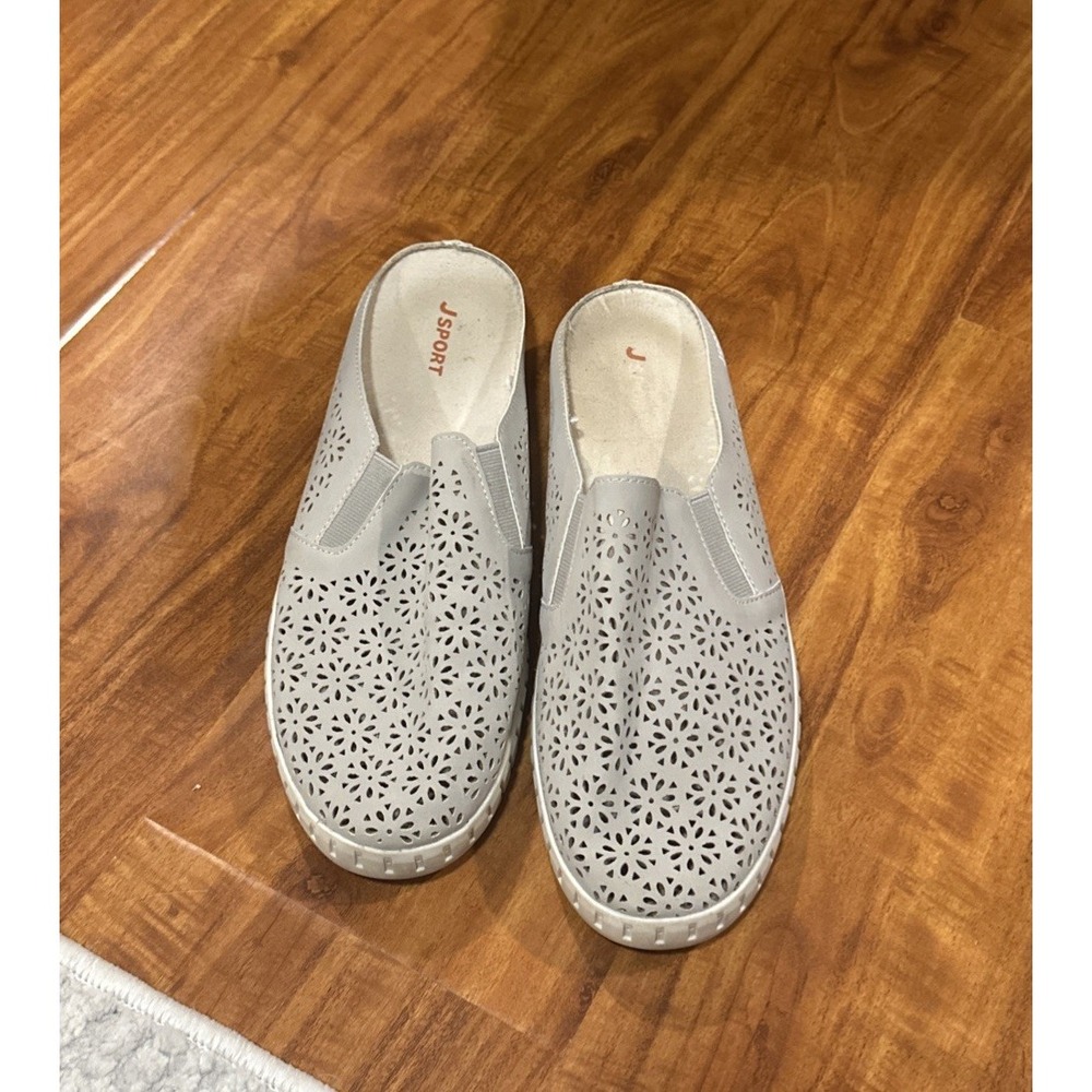 Jsport Floral Cut Out Slide Slip On Contoured Lightweight Gray Size 9‎ M